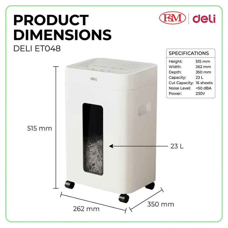 Deli ET048 office paper shredder machine for SME and corporate use Malaysia