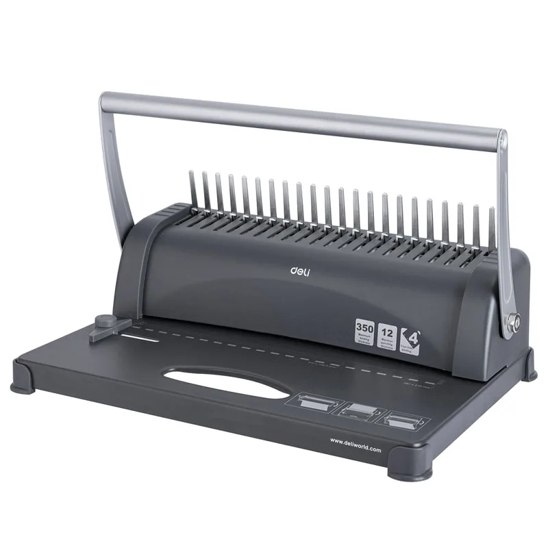 Deli E3871 comb binding machine used in Malaysia office for professional document binding